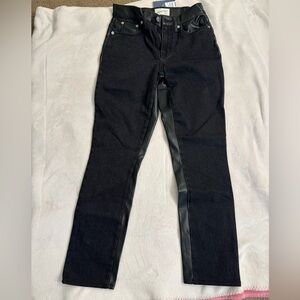 Universal Thread Black Jeans with Faux Leather Side Panels